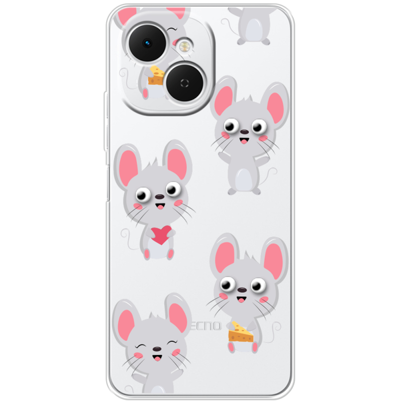 Прозорий чохол BoxFace Tecno Spark 40C с 3D-глазками Mouse