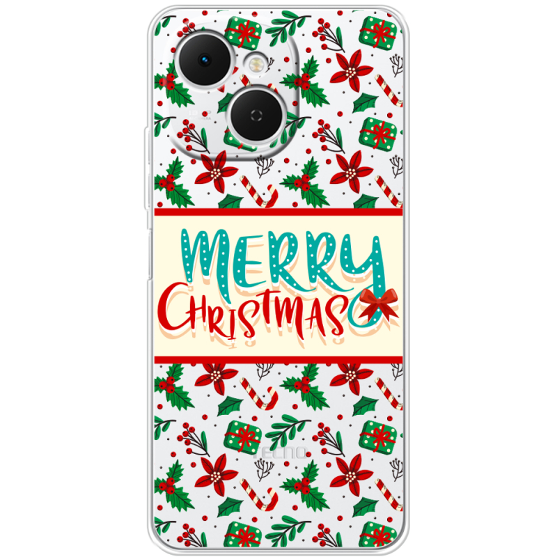 Прозорий чохол BoxFace Tecno Spark 40C Vintage Christmas Pattern