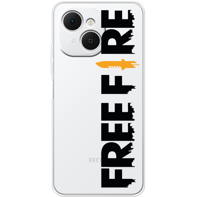 Прозорий чохол BoxFace Tecno Spark 40C Free Fire Black Logo