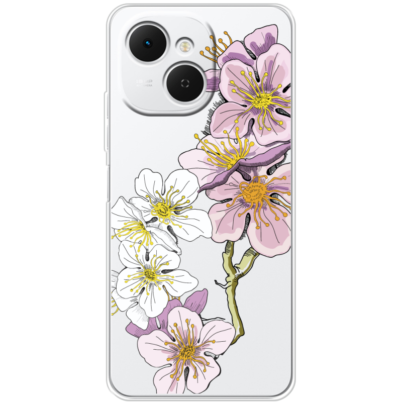 Прозорий чохол BoxFace Tecno Spark 40C Cherry Blossom