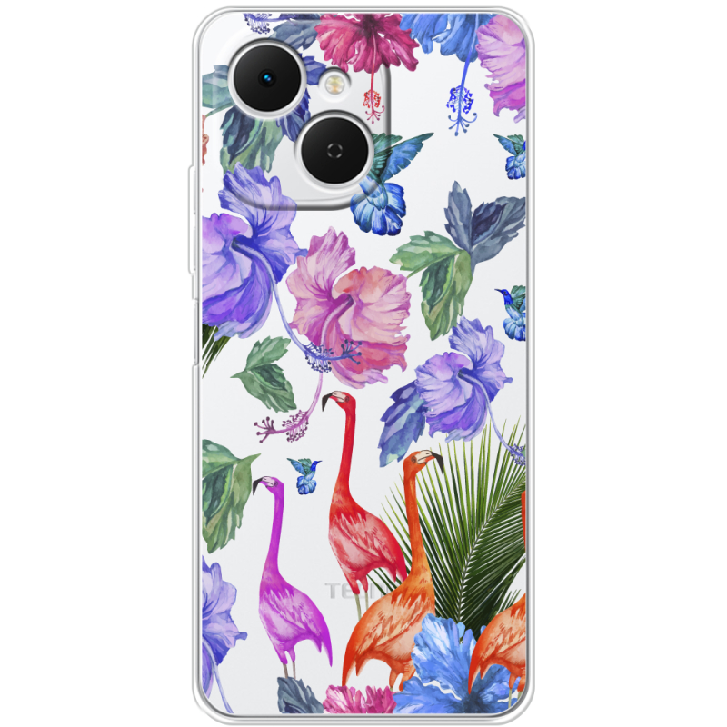 Прозорий чохол BoxFace Tecno Spark 40C Flamingo