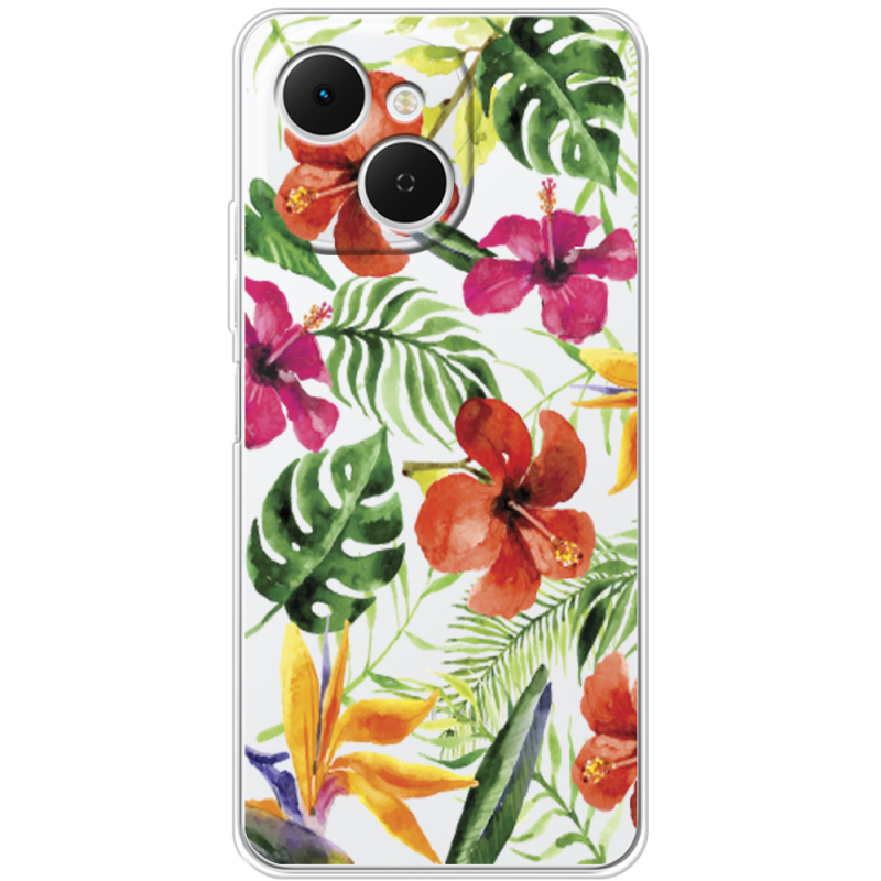 Прозорий чохол BoxFace Tecno Spark 40C Tropical Flowers