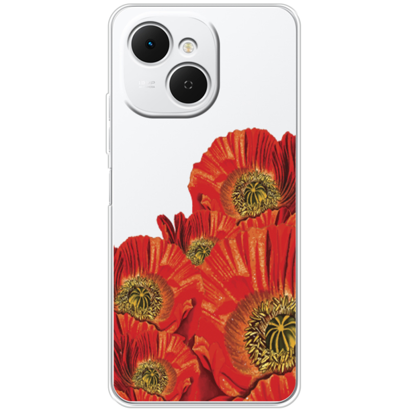 Прозорий чохол BoxFace Tecno Spark 40C Red Poppies