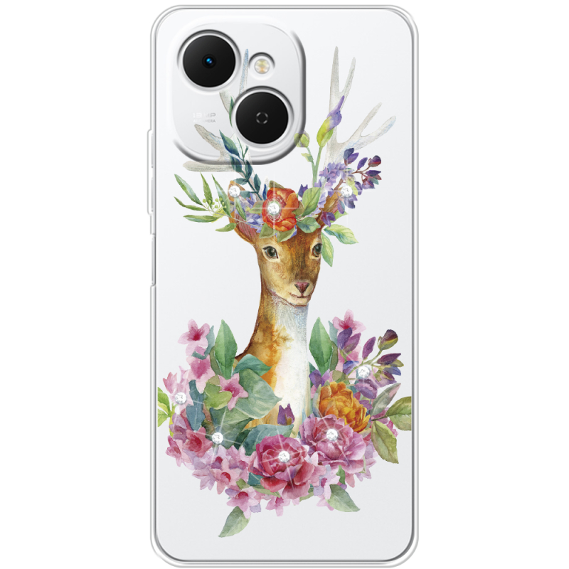 Чохол зі стразами Tecno Spark 40C Deer with flowers