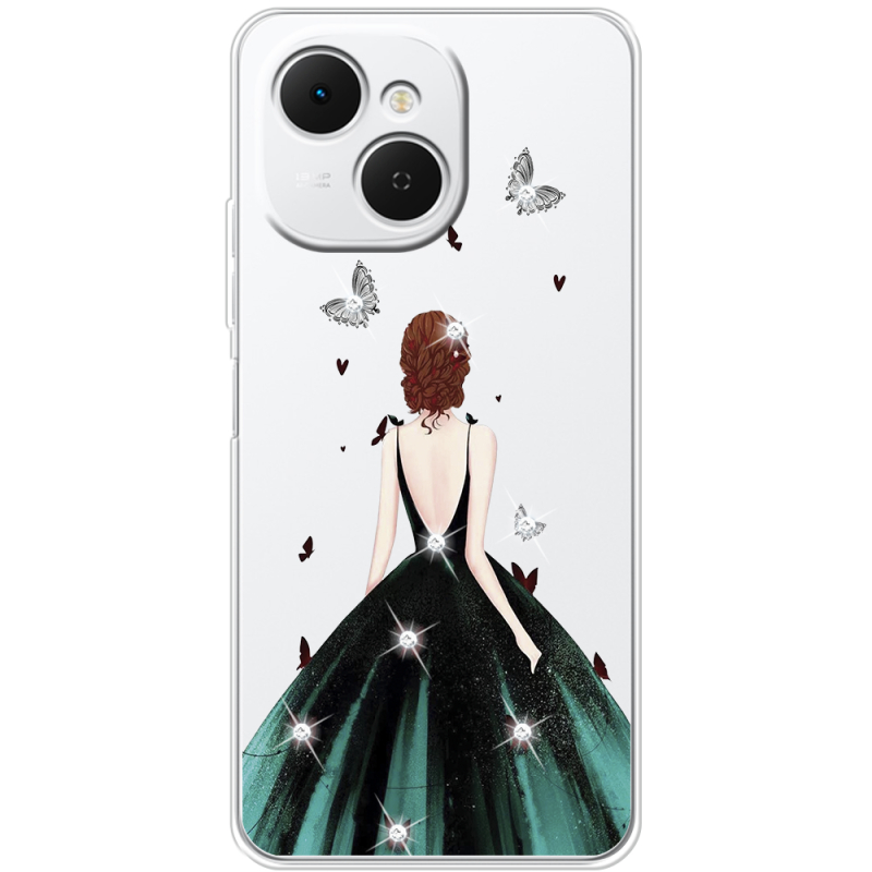 Чохол зі стразами Tecno Spark 40C Girl in the green dress