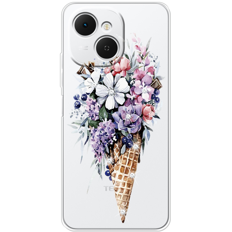 Чохол зі стразами Tecno Spark 40C Ice Cream Flowers