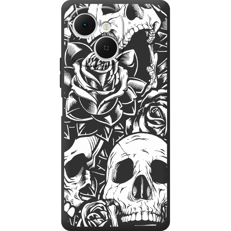 Чорний чохол BoxFace Tecno Spark 40C Skull and Roses