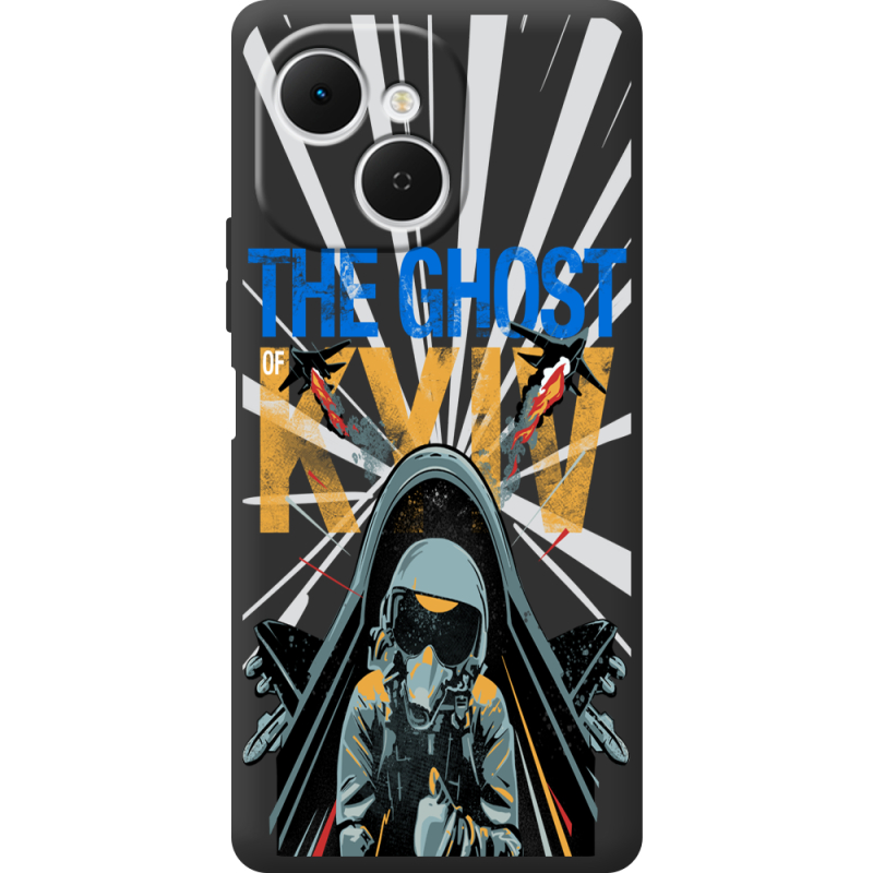 Чорний чохол BoxFace Tecno Spark 40C Привид Києва в дії