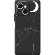 Чорний чохол BoxFace Tecno Spark 40C Місячний кіт