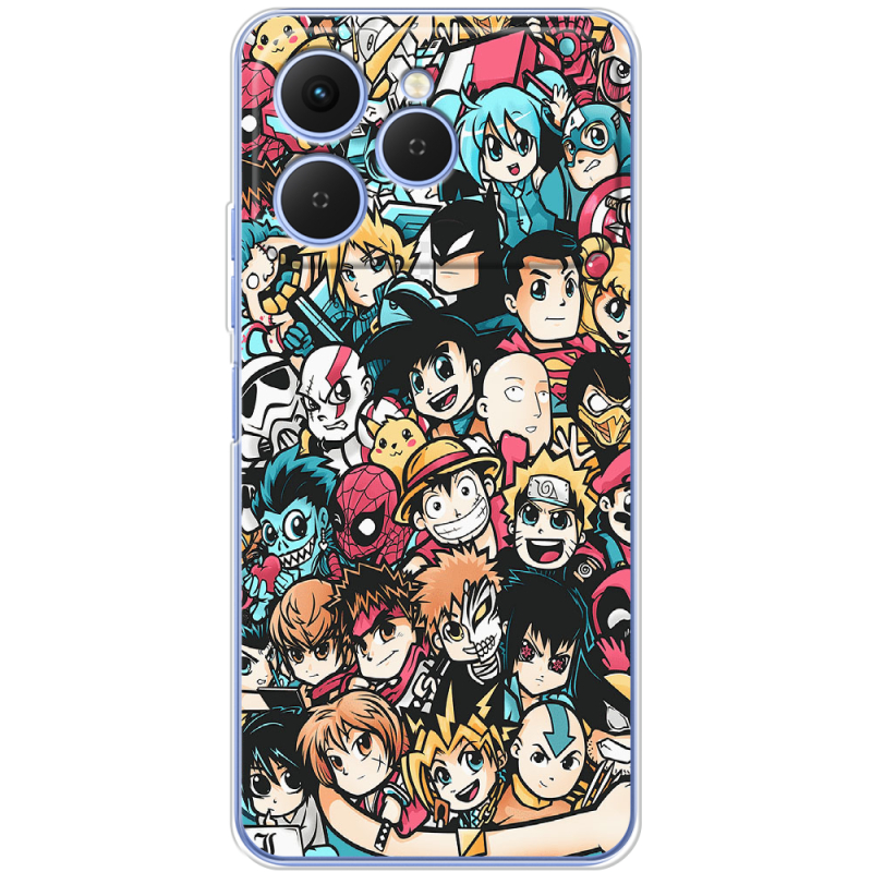 Чохол BoxFace Tecno Spark 40 Anime Stickers