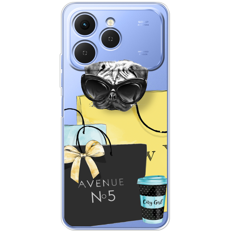 Прозорий чохол BoxFace Tecno Spark 40 Fashion Pug