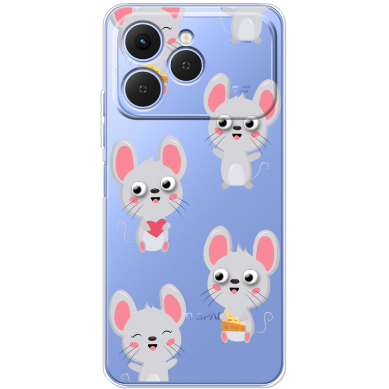 Прозорий чохол BoxFace Tecno Spark 40 с 3D-глазками Mouse