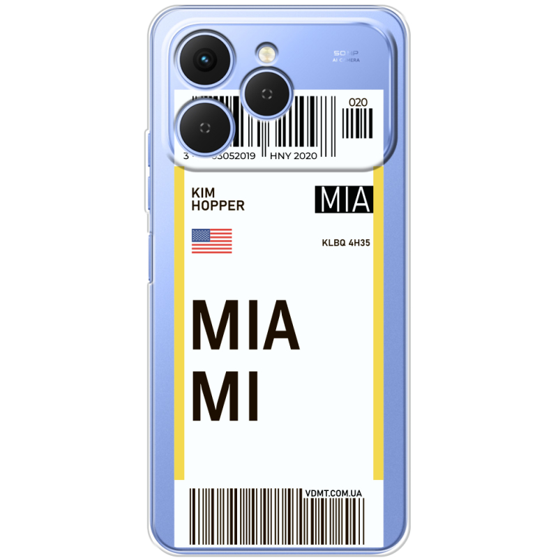 Прозорий чохол BoxFace Tecno Spark 40 Ticket Miami