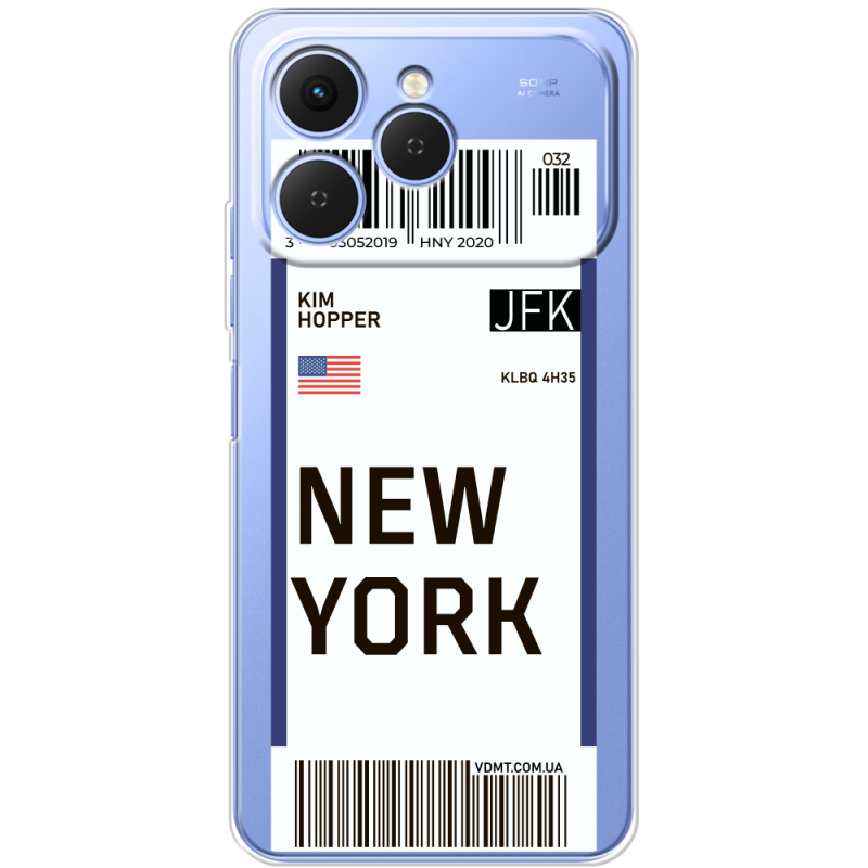 Прозорий чохол BoxFace Tecno Spark 40 Ticket New York