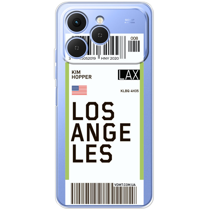 Прозорий чохол BoxFace Tecno Spark 40 Ticket Los Angeles