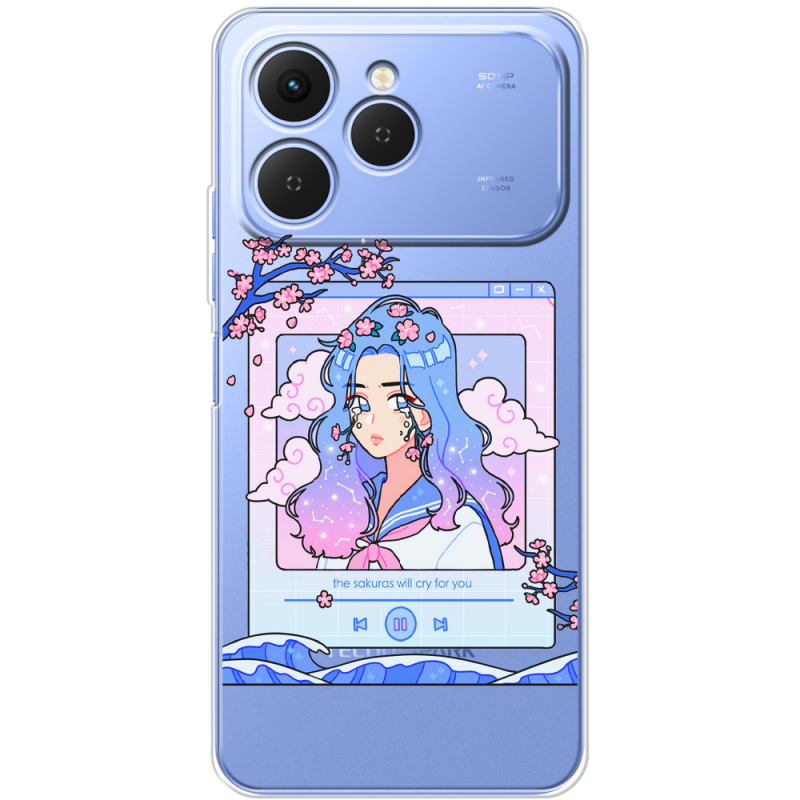 Прозорий чохол BoxFace Tecno Spark 40 The Sakuras Will Cry For You