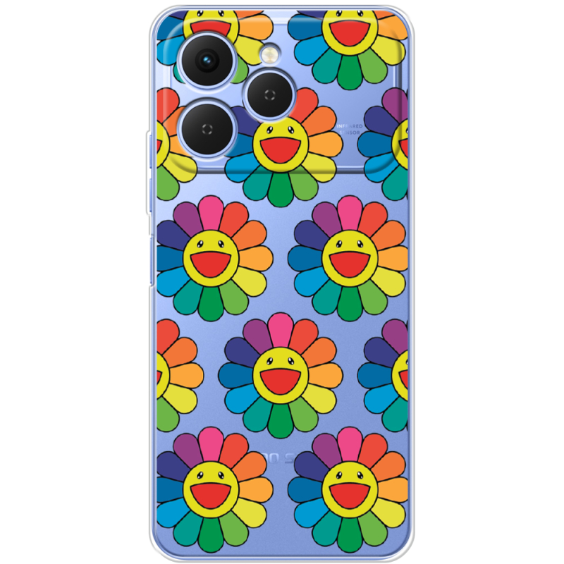 Прозорий чохол BoxFace Tecno Spark 40 Hippie Flowers