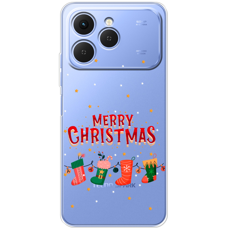 Прозорий чохол BoxFace Tecno Spark 40 Merry Christmas