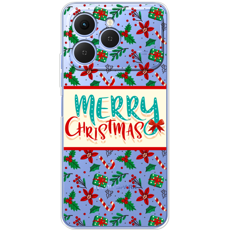 Прозорий чохол BoxFace Tecno Spark 40 Vintage Christmas Pattern