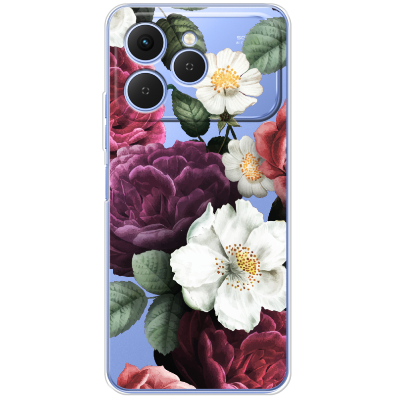 Прозорий чохол BoxFace Tecno Spark 40 Floral Dark Dreams
