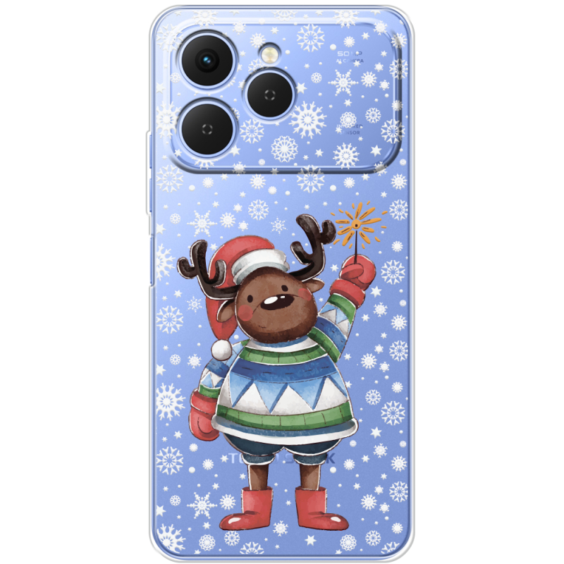 Прозорий чохол BoxFace Tecno Spark 40 Christmas Deer with Snow