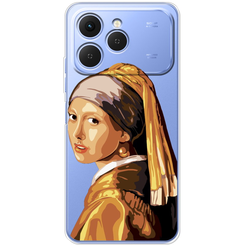 Прозорий чохол BoxFace Tecno Spark 40 Девушка с жемчужной серёжкой