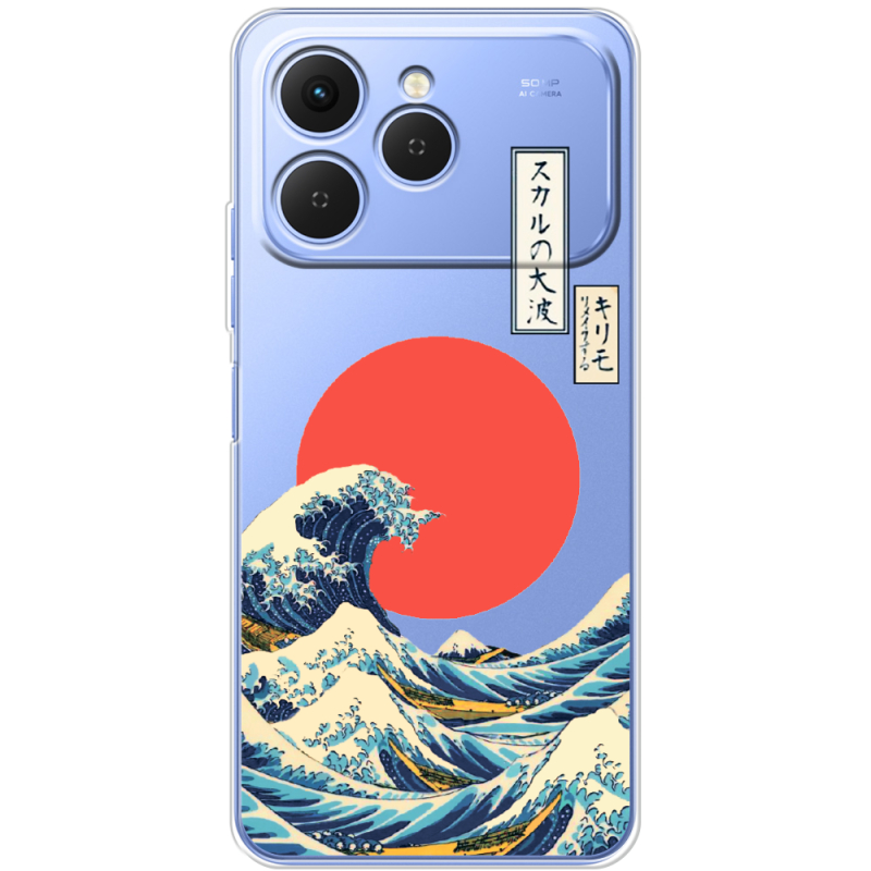 Прозорий чохол BoxFace Tecno Spark 40 Большая волна в Канагаве