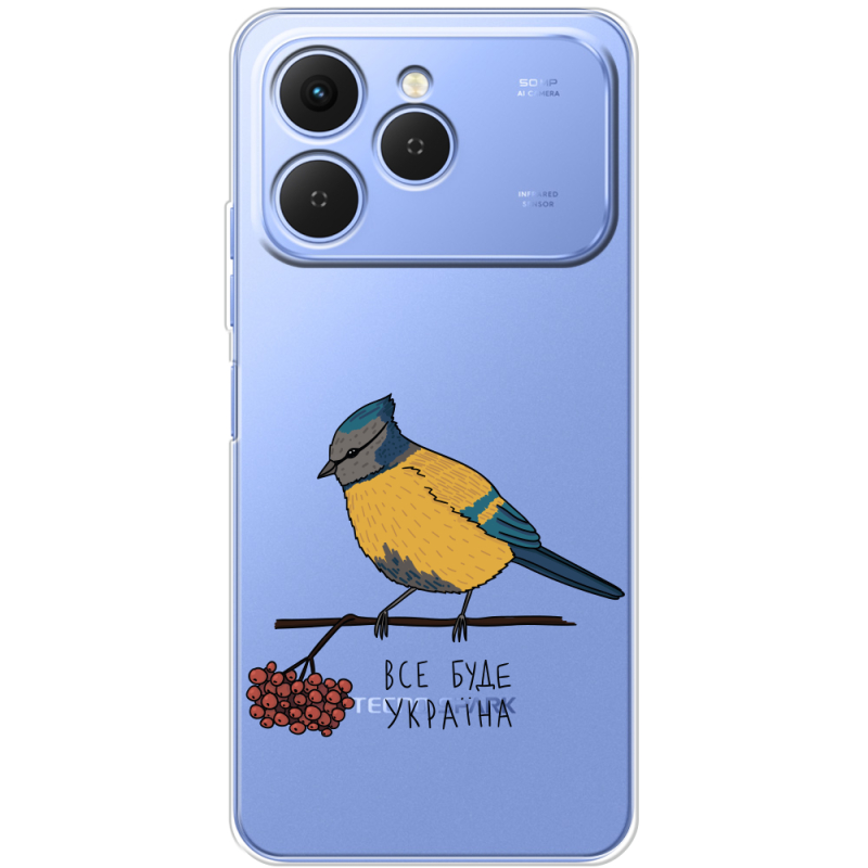 Прозорий чохол BoxFace Tecno Spark 40 Синиця і калина