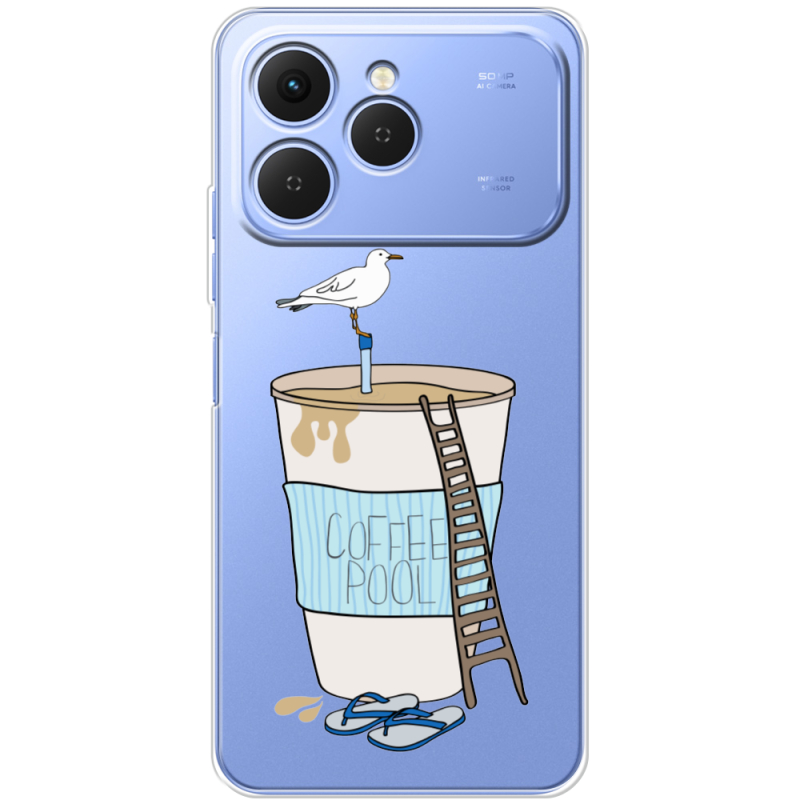 Прозорий чохол BoxFace Tecno Spark 40 Segull in Cofee Pool