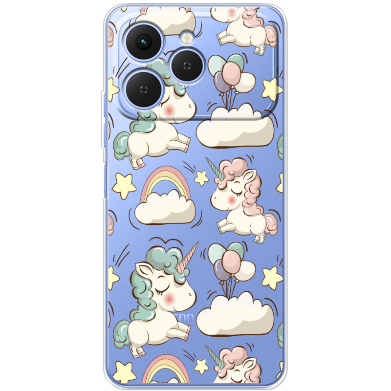 Прозорий чохол BoxFace Tecno Spark 40 Unicorns