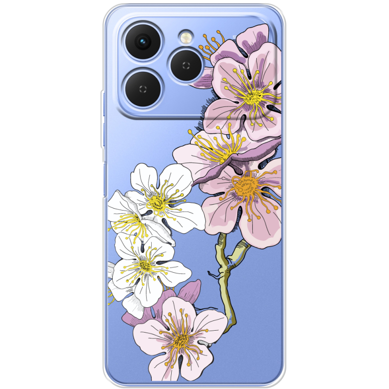 Прозорий чохол BoxFace Tecno Spark 40 Cherry Blossom