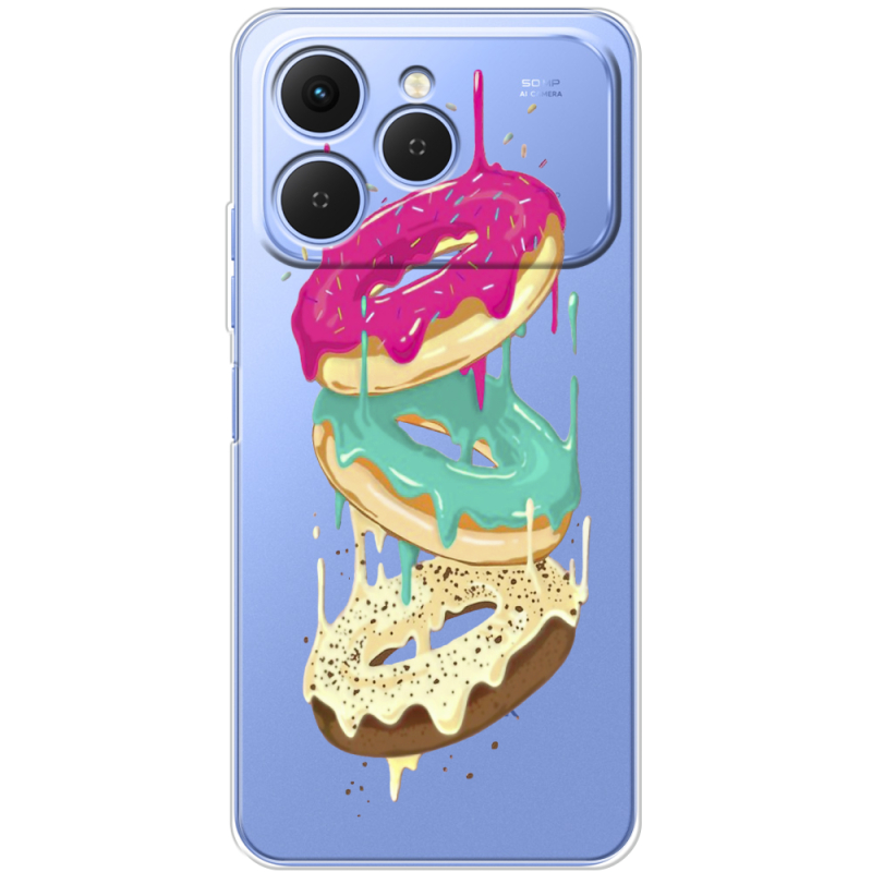 Прозорий чохол BoxFace Tecno Spark 40 Donuts