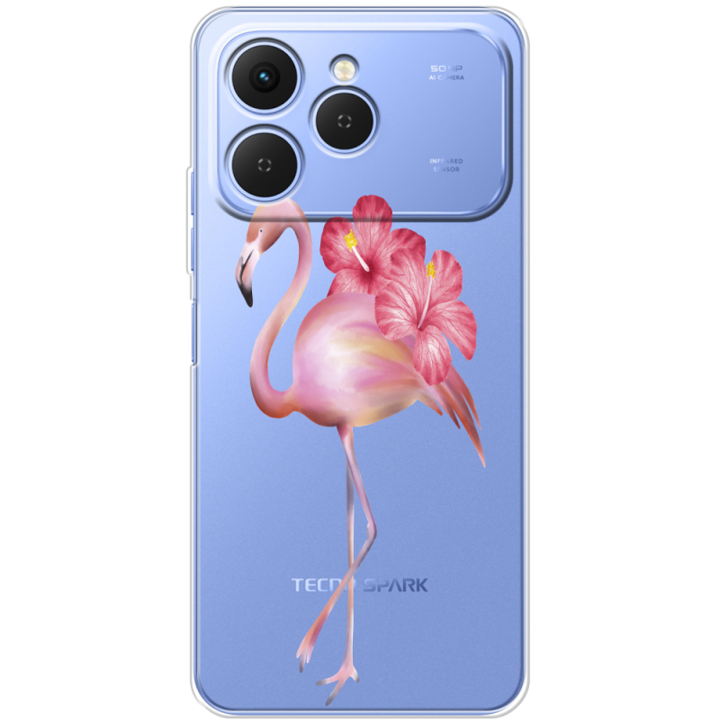 Прозорий чохол BoxFace Tecno Spark 40 Floral Flamingo