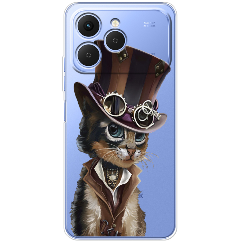 Прозорий чохол BoxFace Tecno Spark 40 Steampunk Cat