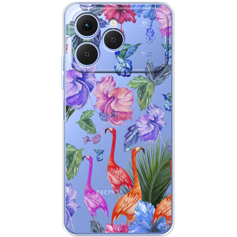 Прозорий чохол BoxFace Tecno Spark 40 Flamingo