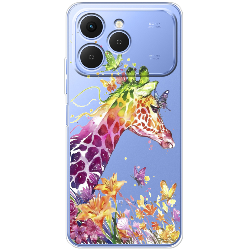 Прозорий чохол BoxFace Tecno Spark 40 Colorful Giraffe