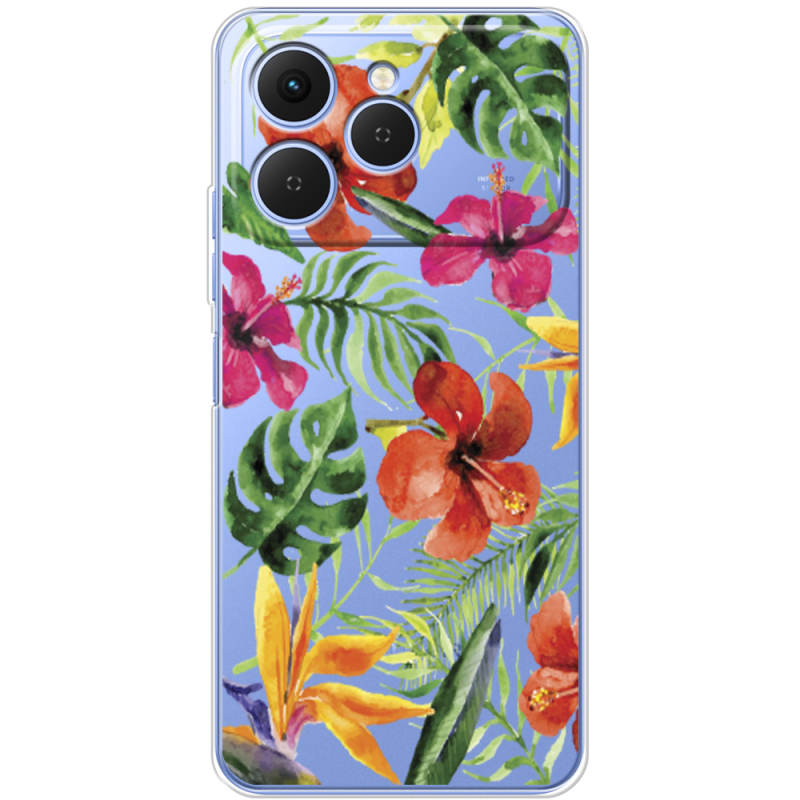 Прозорий чохол BoxFace Tecno Spark 40 Tropical Flowers