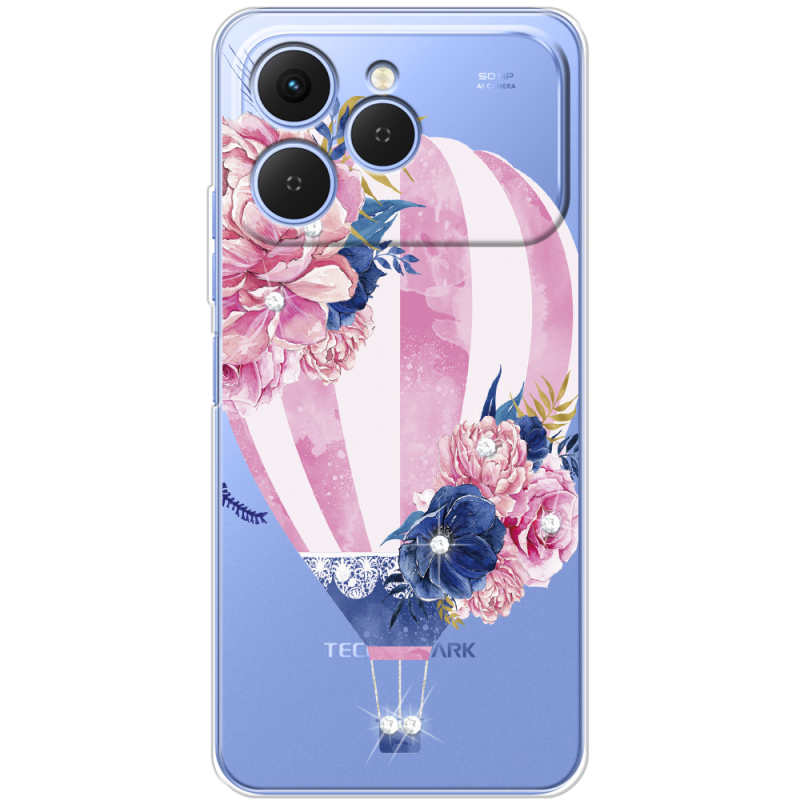 Чохол зі стразами Tecno Spark 40 Pink Air Baloon