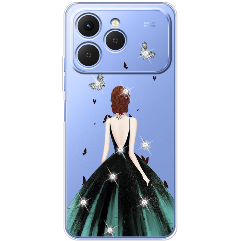Чохол зі стразами Tecno Spark 40 Girl in the green dress