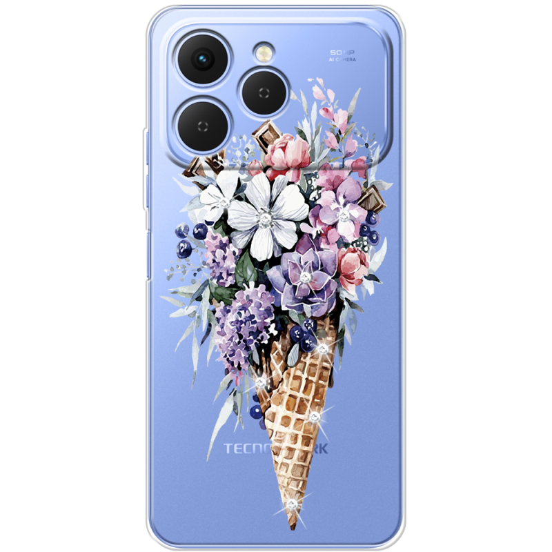 Чохол зі стразами Tecno Spark 40 Ice Cream Flowers