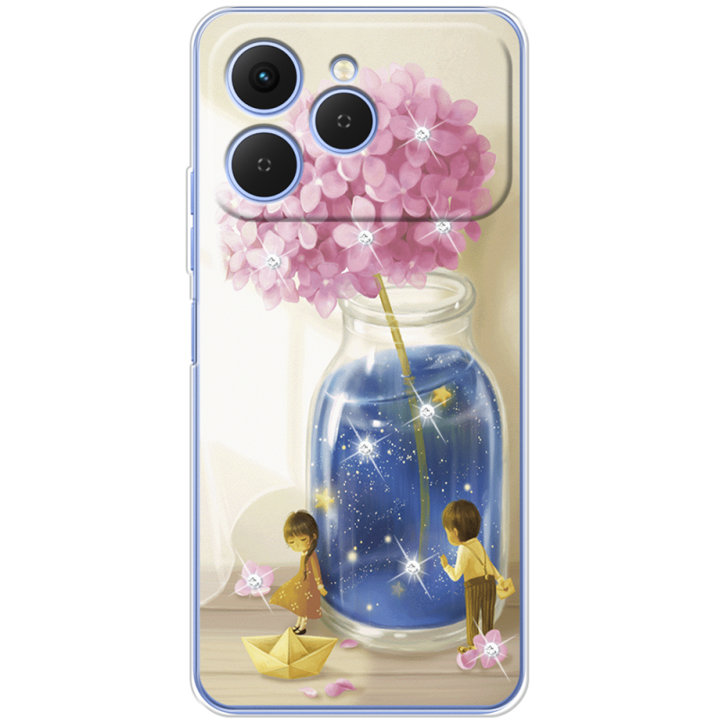 Чохол зі стразами Tecno Spark 40 Little Boy and Girl