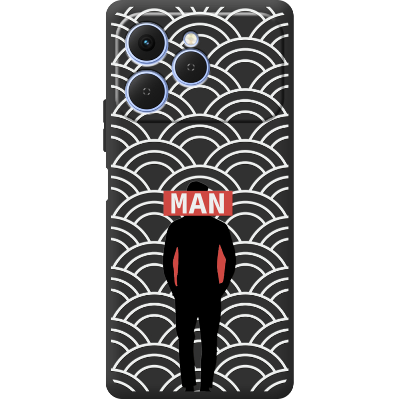 Чорний чохол BoxFace Tecno Spark 40 Man Pattern