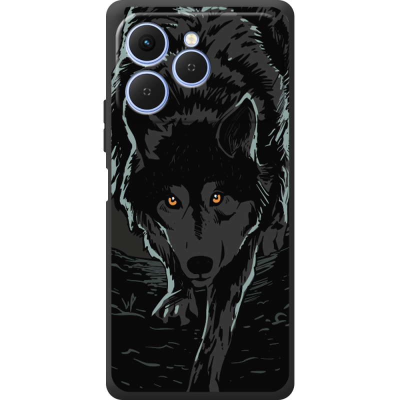 Чорний чохол BoxFace Tecno Spark 40 Wolf