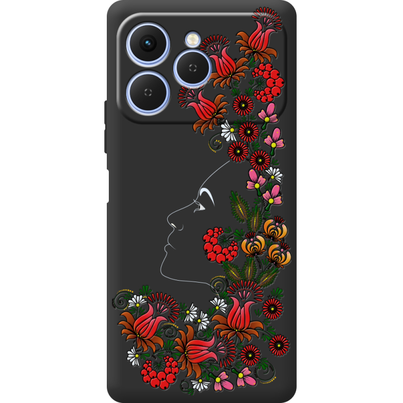 Чорний чохол BoxFace Tecno Spark 40 3D Ukrainian Muse