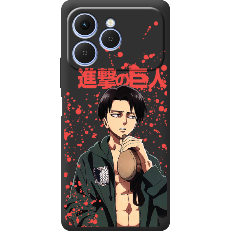 Чорний чохол BoxFace Tecno Spark 40 Атака Титанов Леви