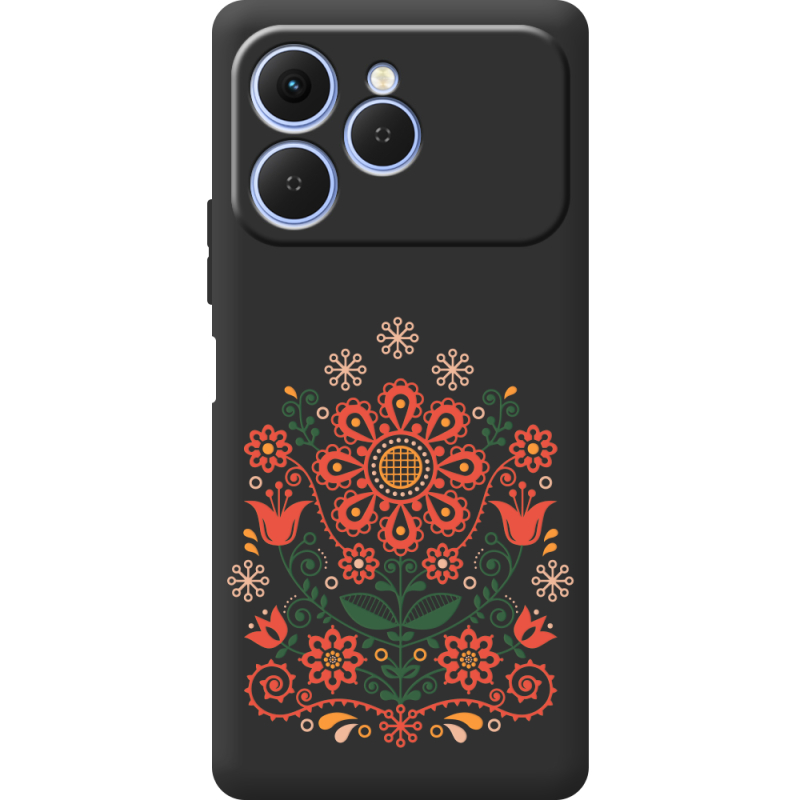 Чорний чохол BoxFace Tecno Spark 40 Ukrainian Ornament