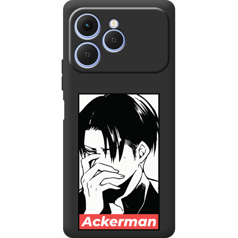 Чорний чохол BoxFace Tecno Spark 40 Attack On Titan - Ackerman