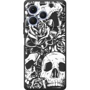Чорний чохол BoxFace Tecno Spark 40 Skull and Roses