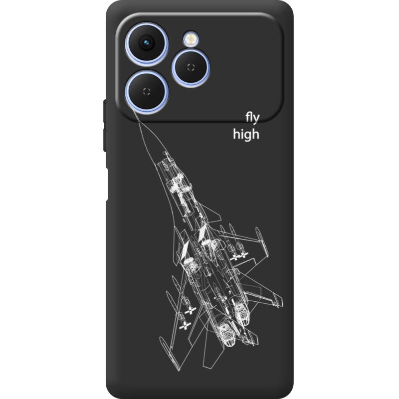 Чорний чохол BoxFace Tecno Spark 40 Військовий літак