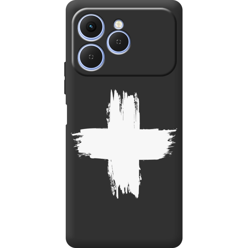 Чорний чохол BoxFace Tecno Spark 40 Білий хрест ЗСУ